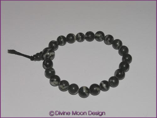 CRYSTAL Round Bead Power Bracelet - Green Moss AGATE A) CRYSTAL Round Bead Power Bracelet - Green Moss AGATE A)