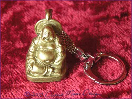 FENG SHUI Laughing Buddha of Prosperity Key Ring GOLD (A) - Click Image to Close