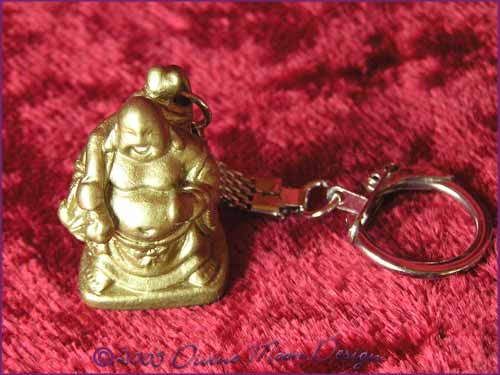 FENG SHUI Laughing Buddha of Prosperity Key Ring GOLD (C) - Click Image to Close