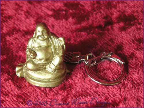 FENG SHUI Laughing Buddha of Prosperity Key Ring GOLD (D) - Click Image to Close