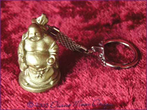FENG SHUI Laughing Buddha of Prosperity Key Ring GOLD (E)