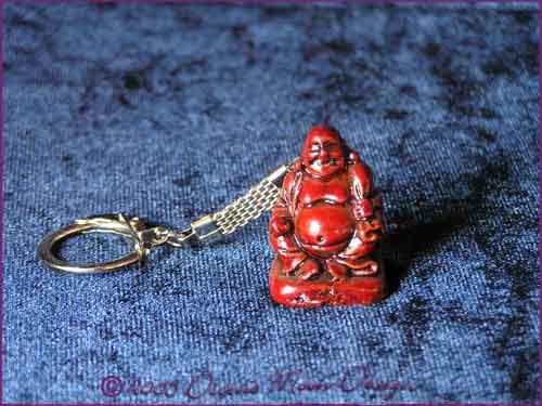 FENG SHUI Laughing Buddha of Prosperity Key Ring RED (A)
