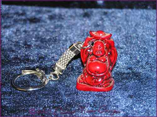 FENG SHUI Laughing Buddha of Prosperity Key Ring RED (B) - Click Image to Close
