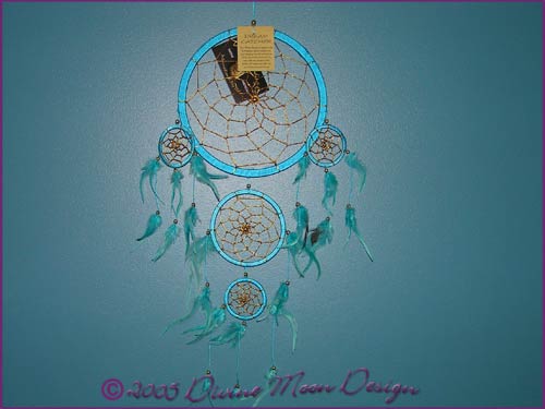 DREAM CATCHER Lone Wolf Decorated - Large A) Aqua / Turquoise DREAM CATCHER Lone Wolf Decorated - Large A) Aqua / Turquoise