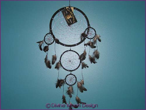 DREAM CATCHER Lone Wolf Decorated - Large D) Black DREAM CATCHER Lone Wolf Decorated - Large D) Black