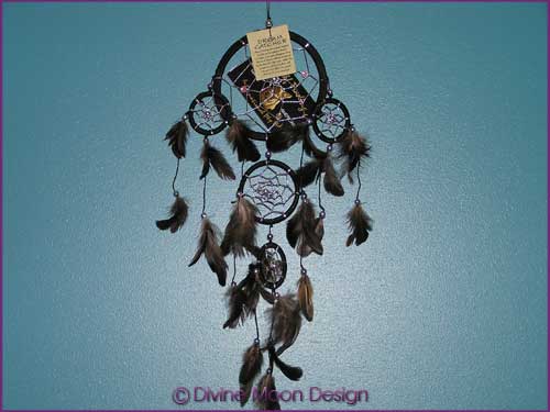 DREAM CATCHER Lone Wolf Decorated - Med D2) Black DREAM CATCHER Lone Wolf Decorated - Med D2) Black