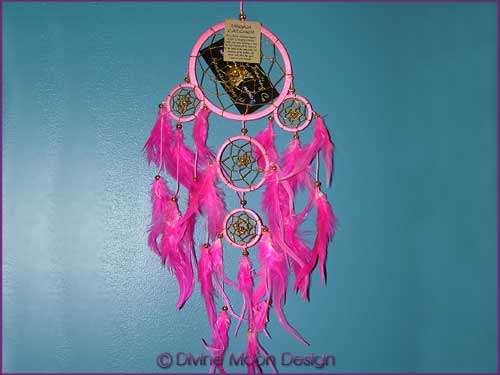 DREAM CATCHER Lone Wolf Decorated - Med E1) Pink DREAM CATCHER Lone Wolf Decorated - Med E1) Pink