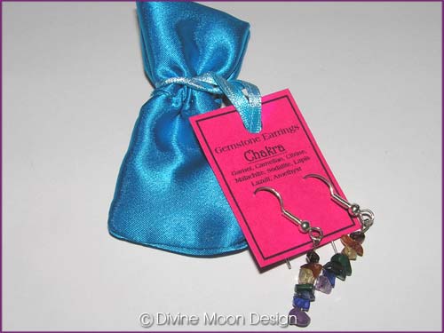 Crystal Gemstone CHAKRA Healing Earrings + Satin Bag (A)
