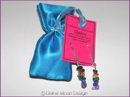 Crystal Gemstone CHAKRA Healing Earrings + Satin Bag (B)