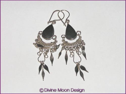 Peruvian Alpaca Silver Crystal EARRINGS TR3) - Onyx - Click Image to Close