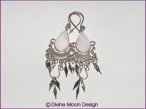 Peruvian Alpaca Silver Crystal EARRINGS TR1) - White Agate - Click Image to Close