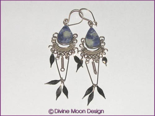 Peruvian Alpaca Silver Crystal EARRINGS LM2) - Sodalite - Click Image to Close