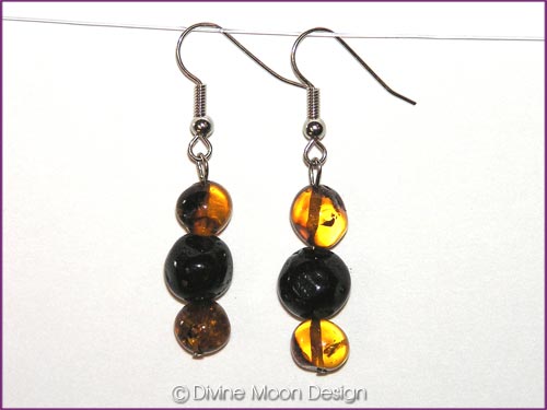 EARRINGS - AMBER triple (Cognac & Cherry #6) - Click Image to Close