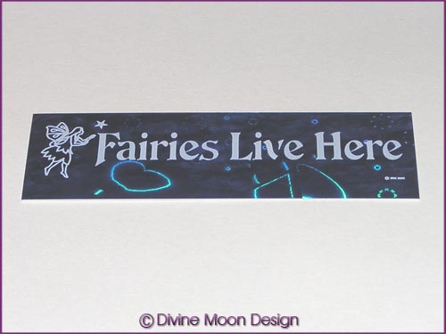 Holographic Sticker (2B) Blue MINI - 'Fairies Live Here'