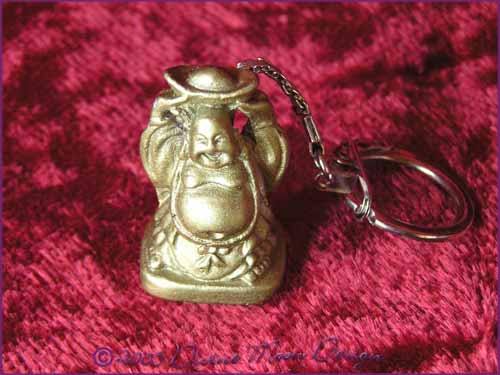 FENG SHUI Laughing Buddha of Prosperity Key Ring GOLD (B)