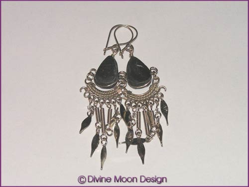 Peruvian Alpaca Silver Crystal EARRINGS LS3) - Onyx