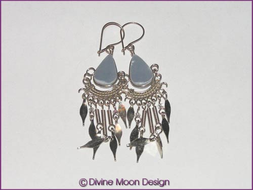 Peruvian Alpaca Silver Crystal EARRINGS LS5) - Celestite