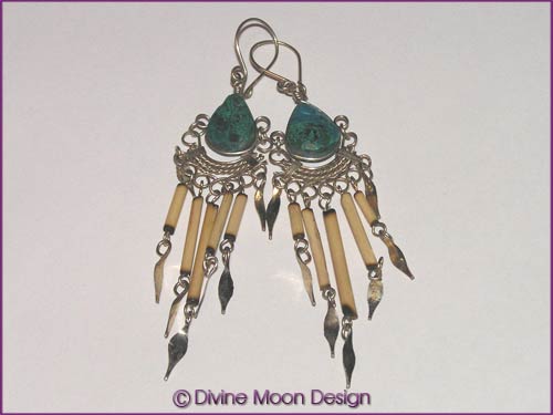 Peruvian Alpaca Silver Crystal EARRINGS LB8) - Chrysocolla