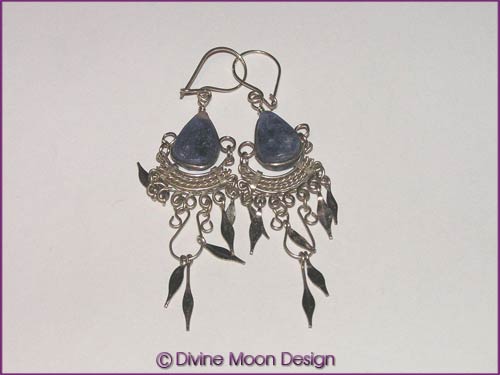 Peruvian Alpaca Silver Crystal EARRINGS TR2) - Sodalite