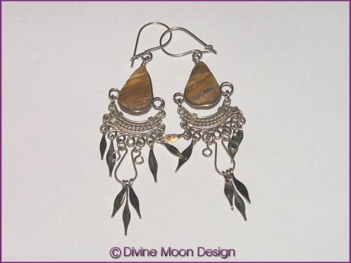 Peruvian Alpaca Silver Crystal EARRINGS TR4) - Jasper