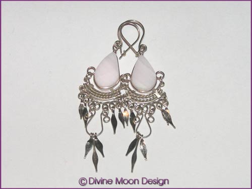 Peruvian Alpaca Silver Crystal EARRINGS TR1) - White Agate