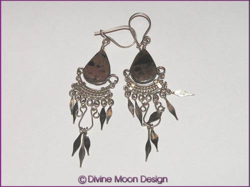 Peruvian Alpaca Silver Crystal EARRINGS TR6) - Mahogany Obsidian