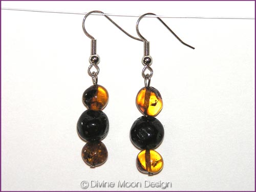 EARRINGS - AMBER triple (Cognac & Cherry #6)